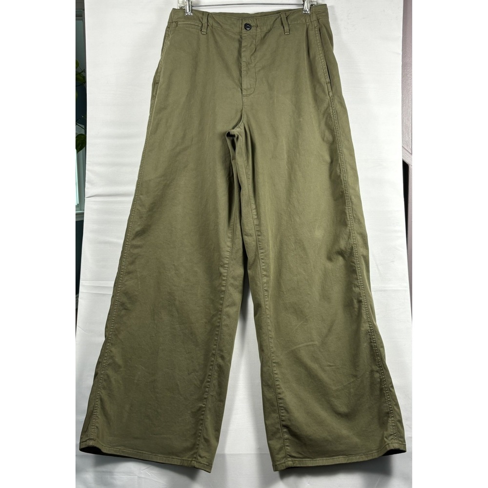 Rag Bone Sofie Wide Leg Chino Pants Olive Green High Waisted casual travel 12